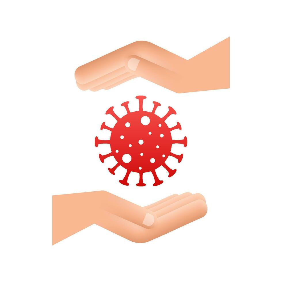 signe mise en garde coronavirus dans mains. coronavirus danger et Publique santé risque maladie et grippe épidémie. mouvement graphique 4k vecteur