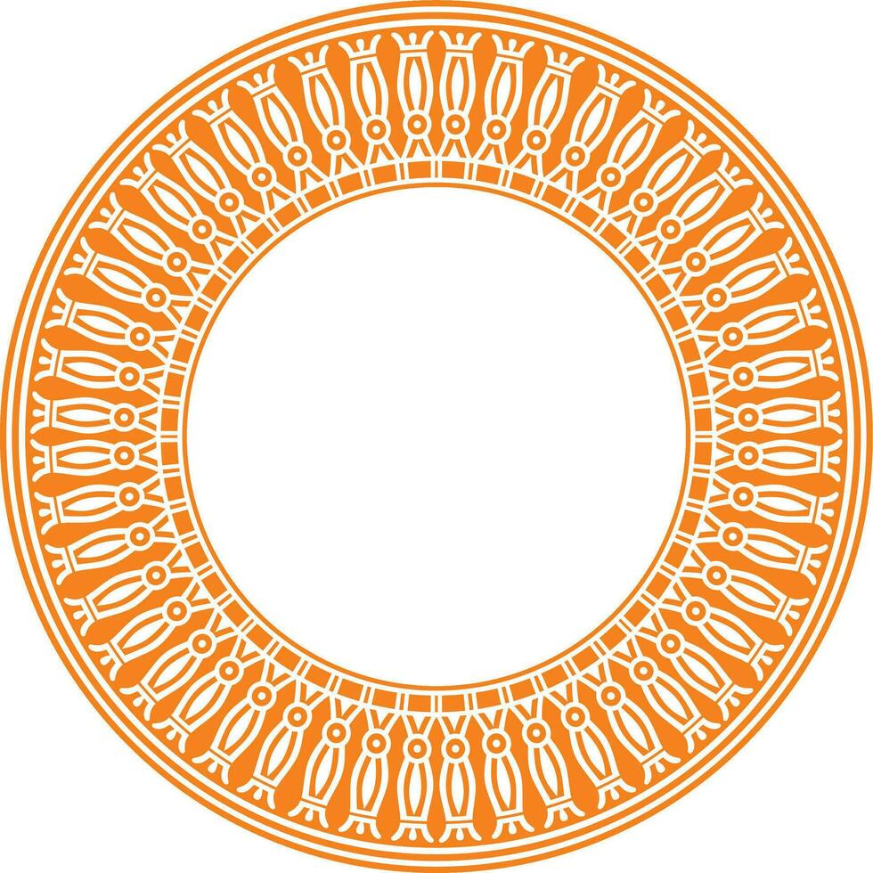 vecteur Orange rond égyptien frontière. cercle ornement de ancien Afrique. modèle de lotus fleurs et Soleil.