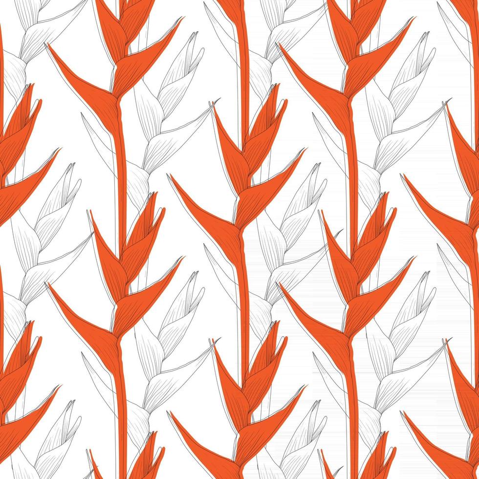 Modèle sans couture fleur heliconia abstract background.vector illustration dessin au trait pour la conception textile tissu vecteur
