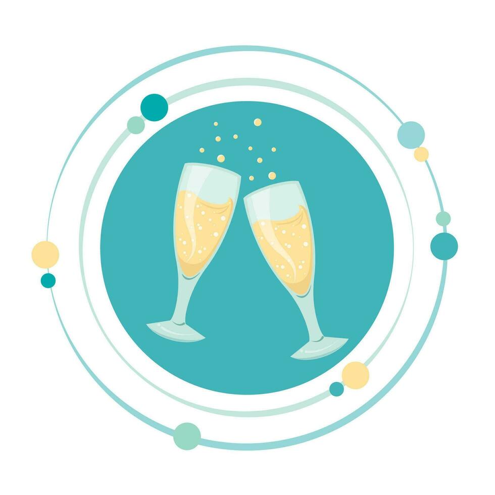 Champagne des lunettes fête vecteur illustration graphique icône
