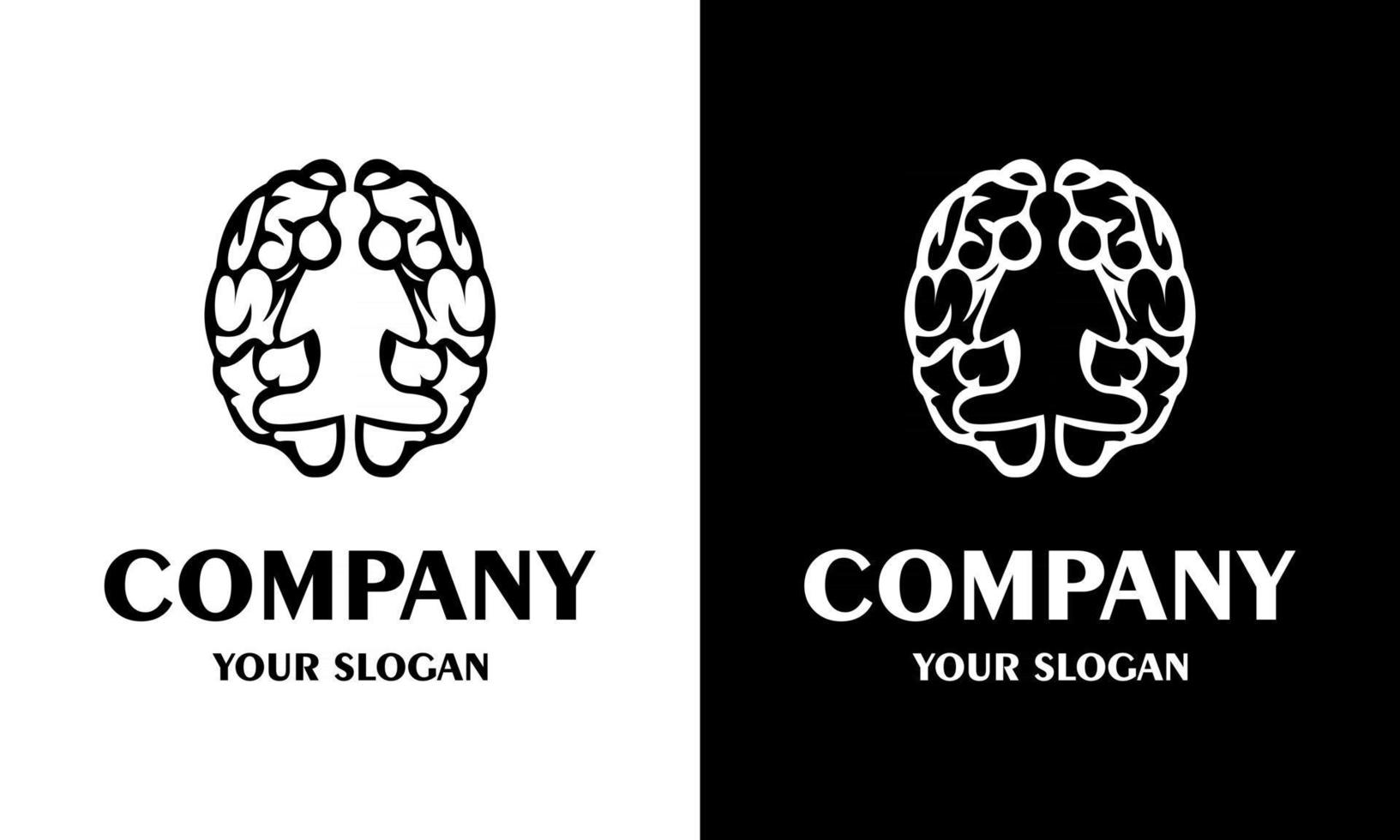 illustration vectorielle du cerveau et de l'inspiration de conception de logo d'icône de méditation humaine vecteur