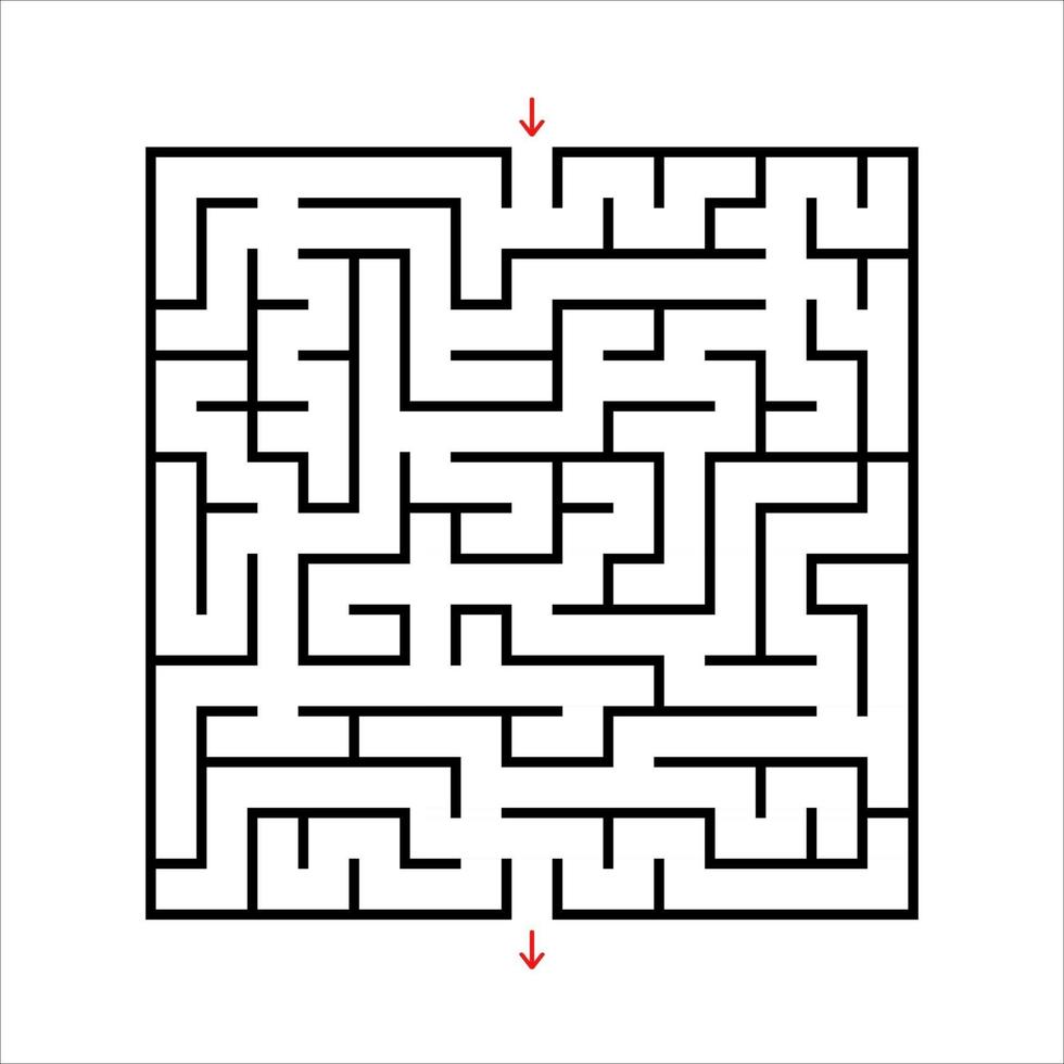 labyrinthe carré noir. un jeu intéressant et utile pour les enfants. puzzle pour enfants avec une entrée et une sortie. énigme du labyrinthe. illustration vectorielle plane simple isolée sur fond blanc. vecteur