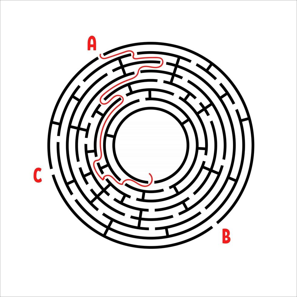 labyrinthe rond noir. jeu pour les enfants. casse-tête pour enfants. plusieurs entrées, une sortie. énigme du labyrinthe. illustration vectorielle plane simple isolée sur fond blanc. avec place pour votre image. vecteur