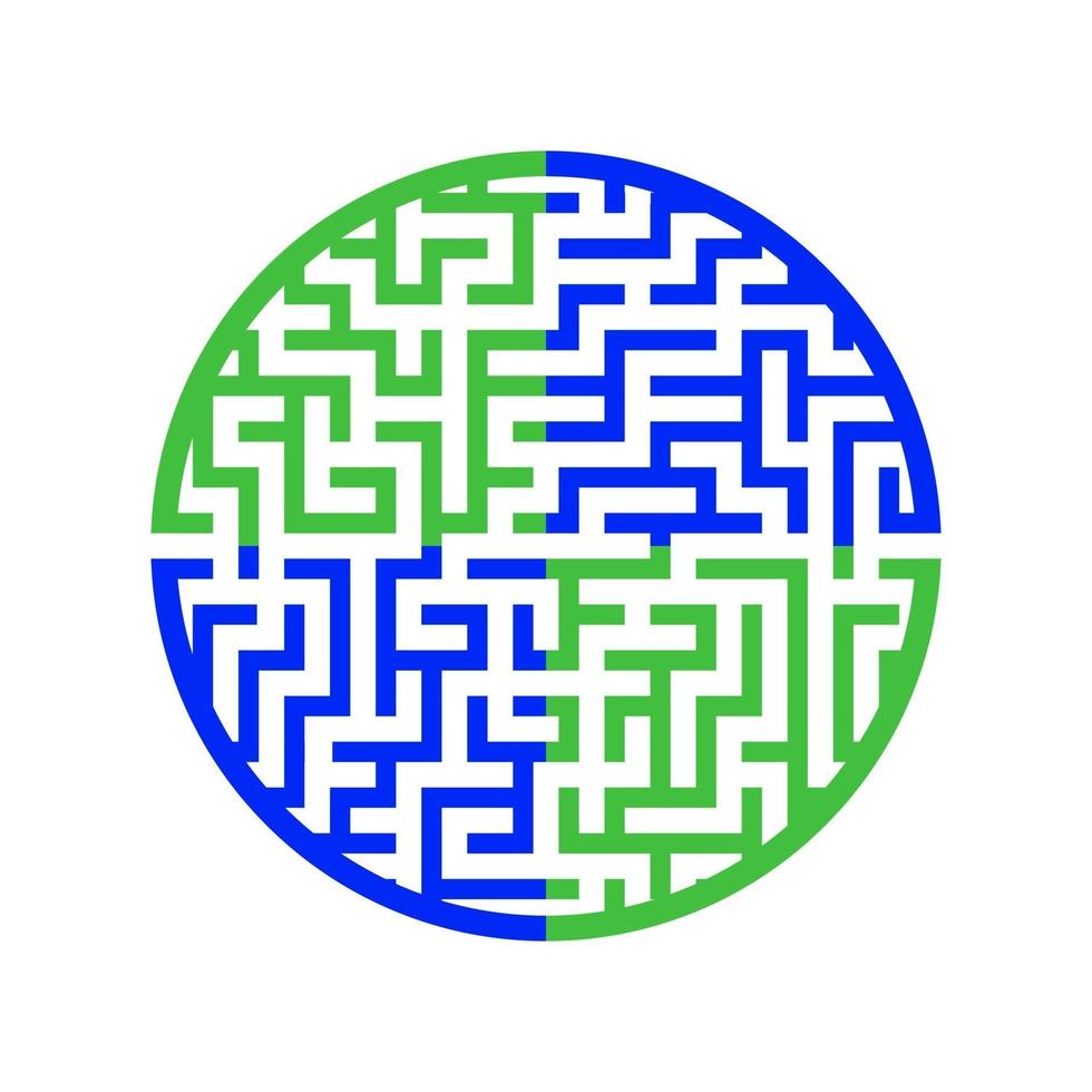 labyrinthe rond de couleur. peint de différentes couleurs. jeu pour enfants et adultes. casse-tête pour les enfants. énigme du labyrinthe. illustration vectorielle plane isolée sur fond blanc. vecteur