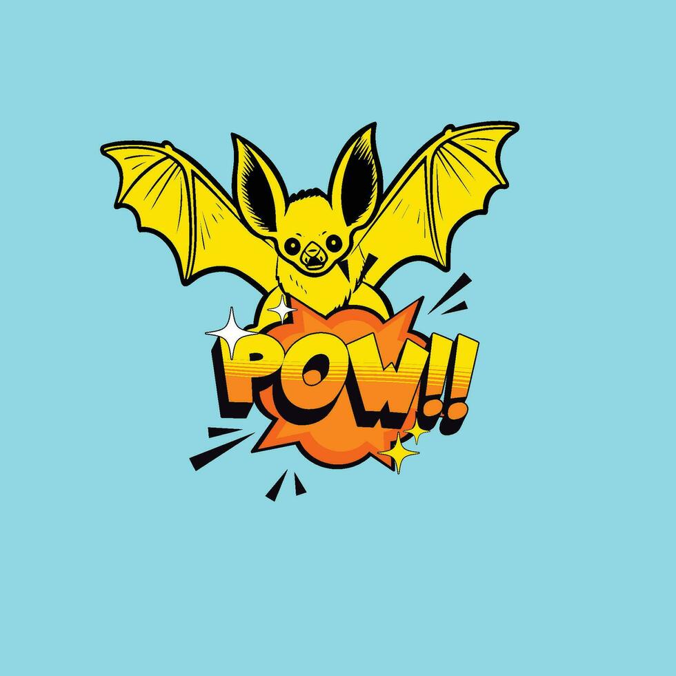 une Jaune chauve souris explosions de avec une pow vecteur