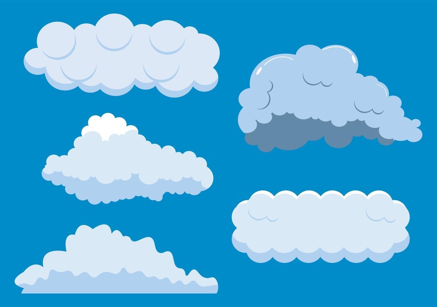 ensemble d'icônes de nuage sur fond bleu pour compléter votre conception vecteur