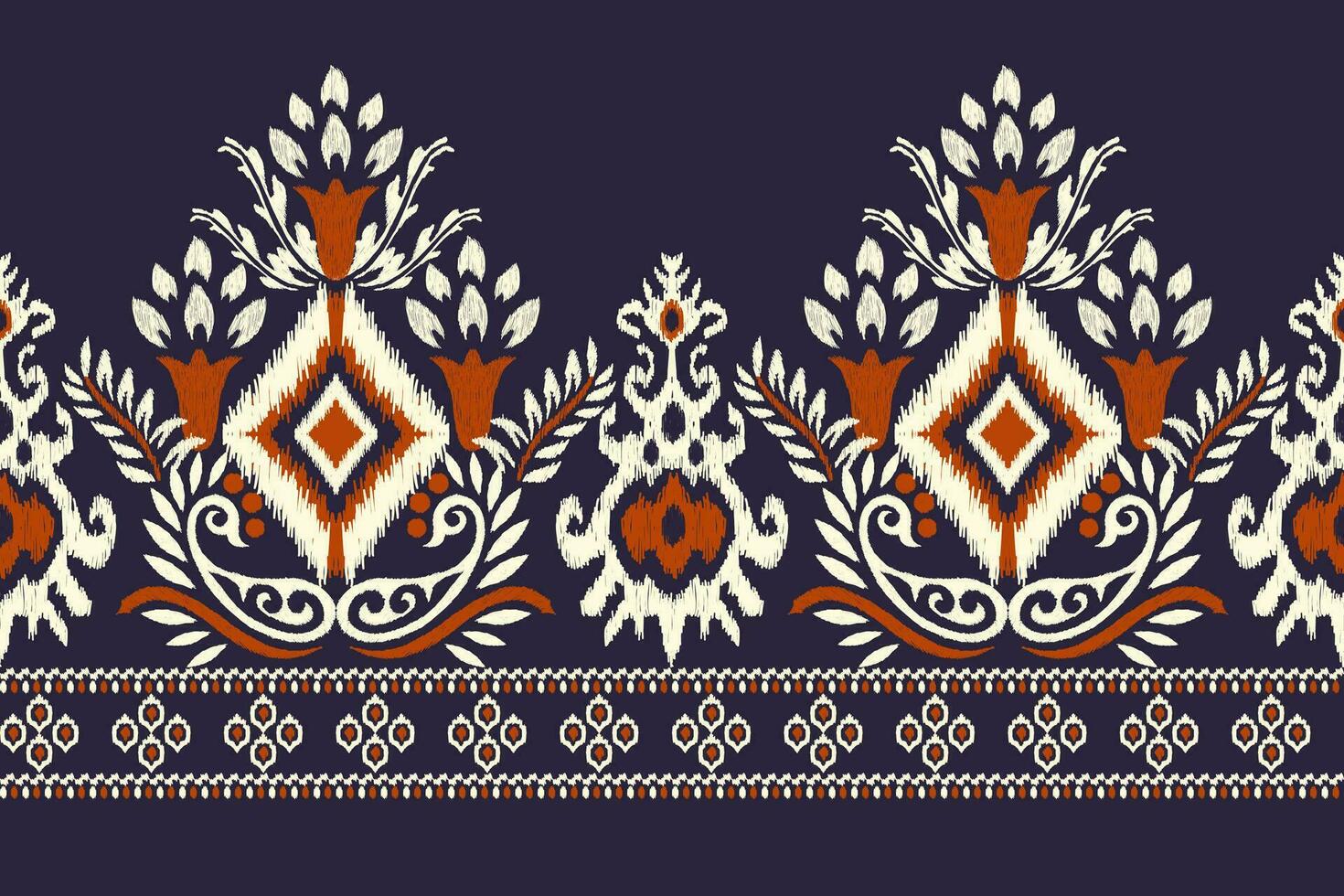 ikat floral paisley broderie sur foncé violet background.ikat ethnique Oriental modèle traditionnel.aztèque style abstrait vecteur illustration.design pour texture, tissu, vêtements, emballage, décoration, sarong