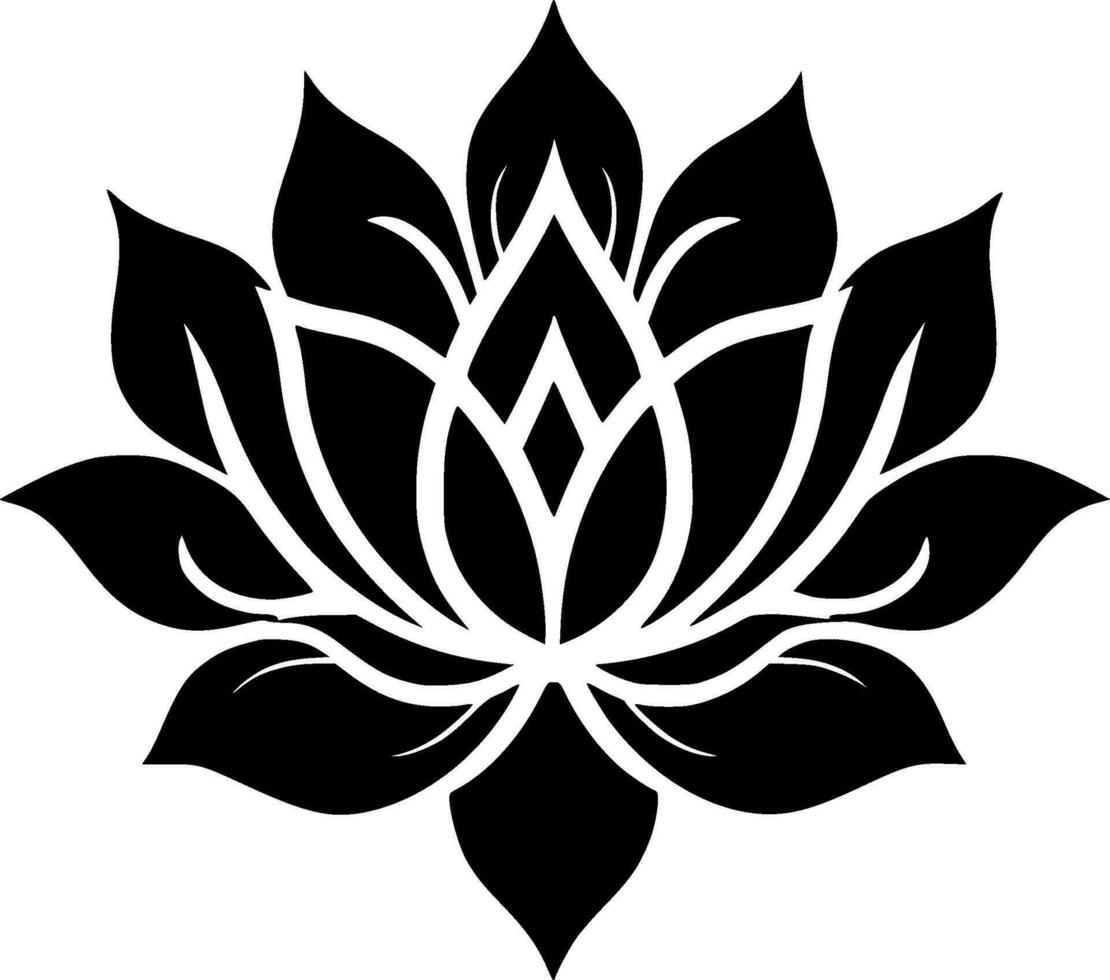 lotus fleur - noir et blanc isolé icône - vecteur illustration