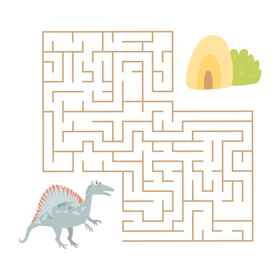 jeu de labyrinthe de dinosaures de dessin animé mignon. labyrinthe. vecteur