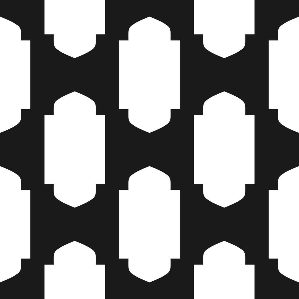 sans couture noir et blanc modèle avec Oriental romadan forme. monochrome texture. noir et blanc géométrique modèle modèle. vecteur illustration.