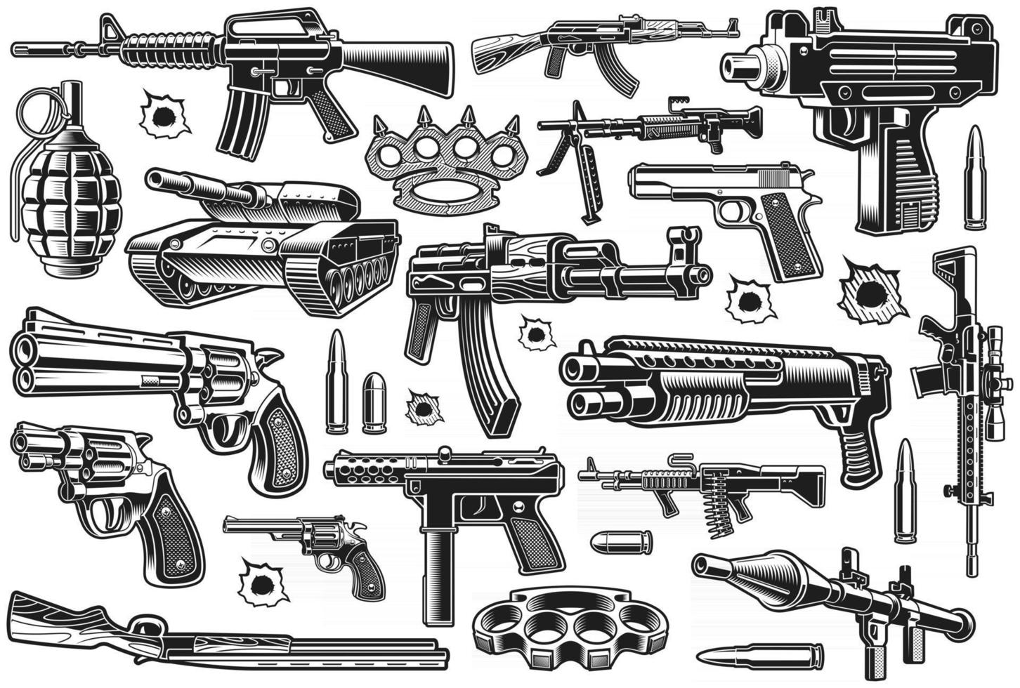 un ensemble d'armes vectorielles différentes vecteur