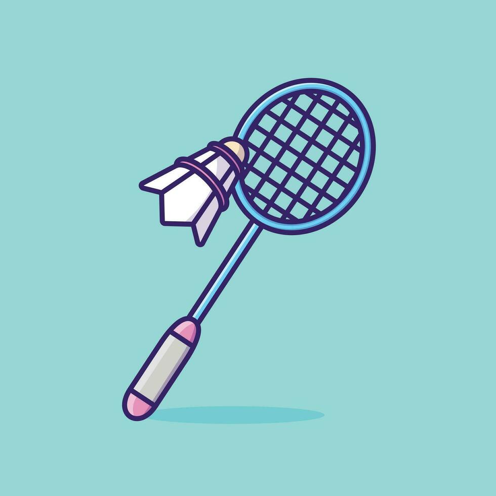 badminton raquette dessin animé vecteur illustration sport équipement concept icône isolé