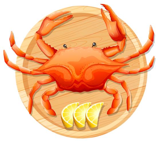 Un crabe sur une plaque de bois vecteur