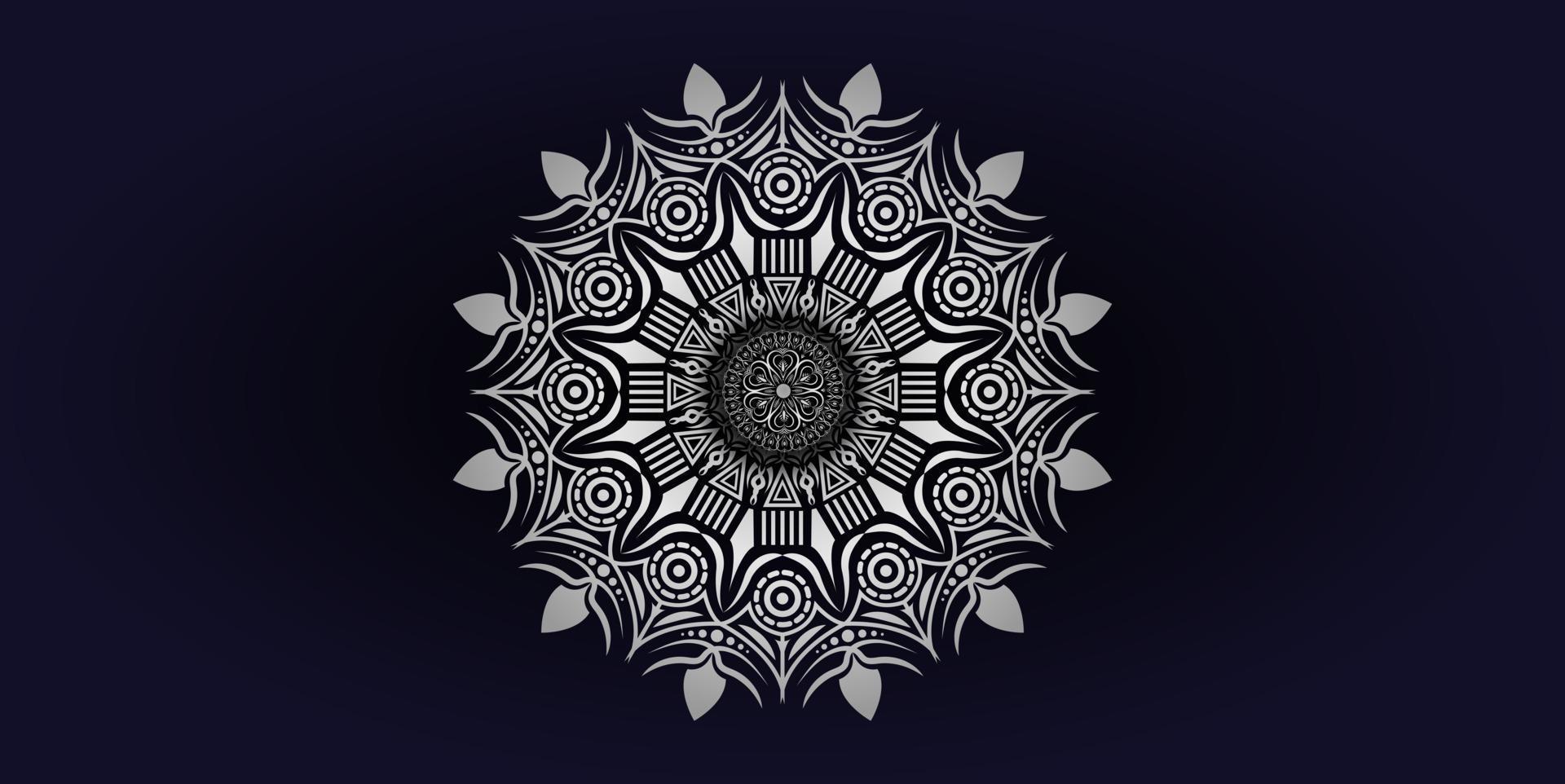 fond de conception de mandala ornemental de luxe avec la couleur argentée vecteur