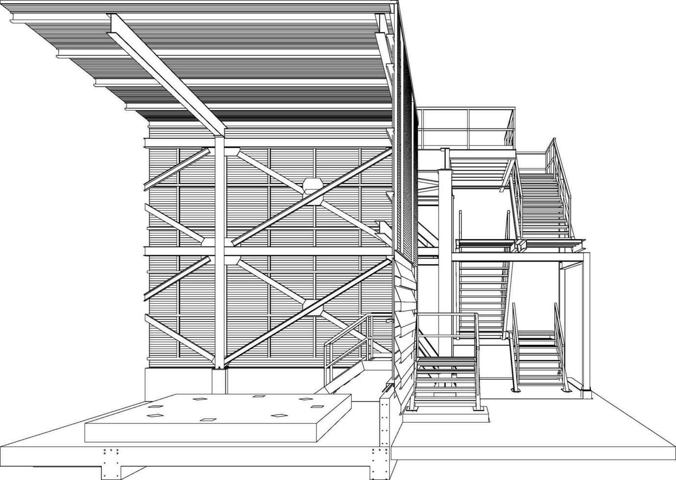 3d illustration de industriel bâtiment vecteur