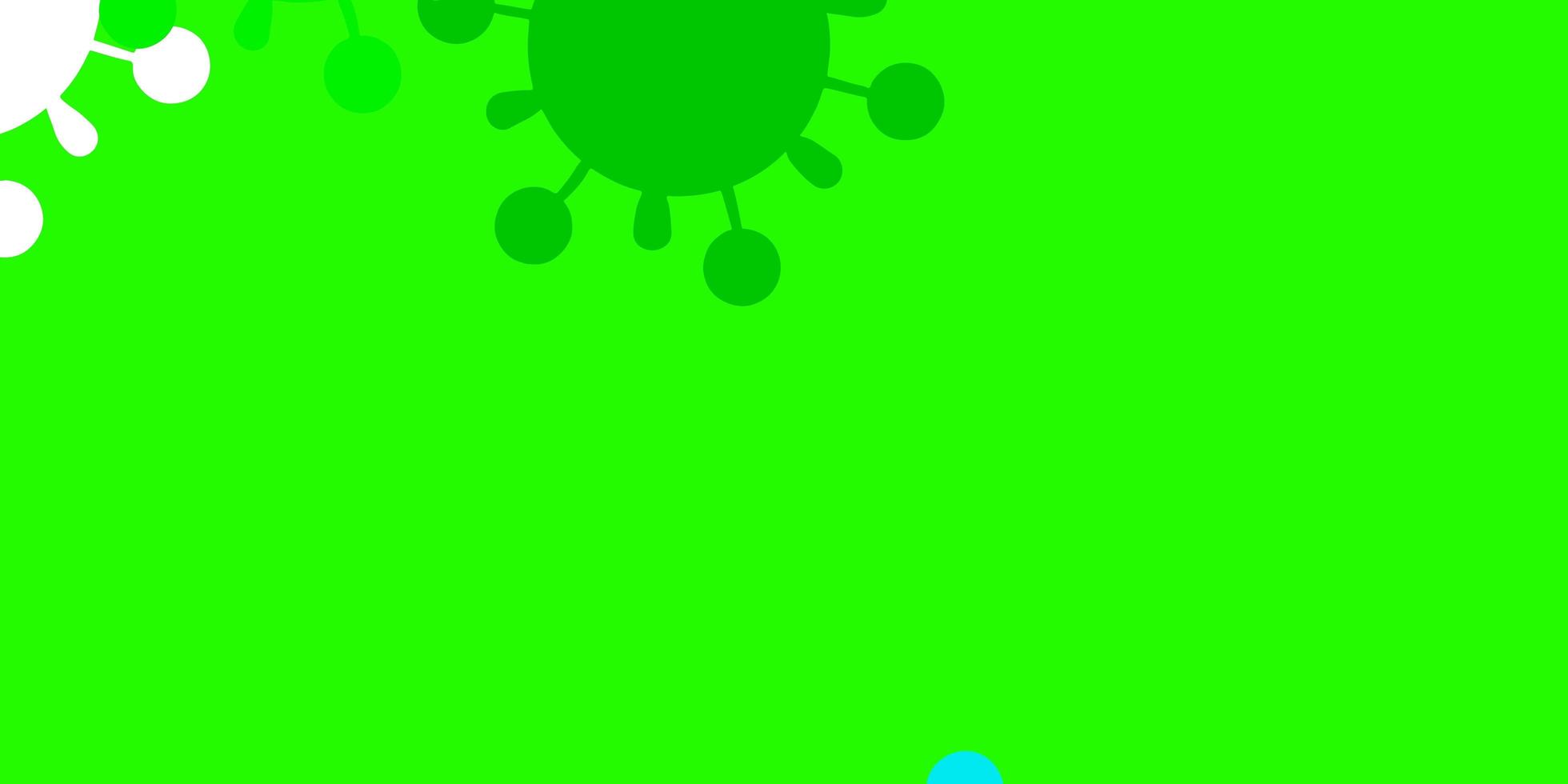 modèle vectoriel bleu clair et vert avec des éléments de coronavirus.