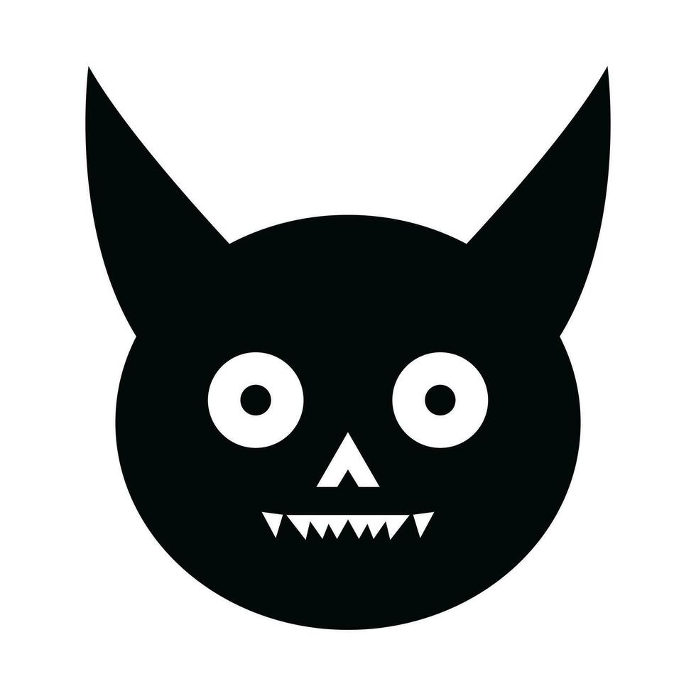 noir terrifiant chat visage vecteur icône - effrayant félin illustration