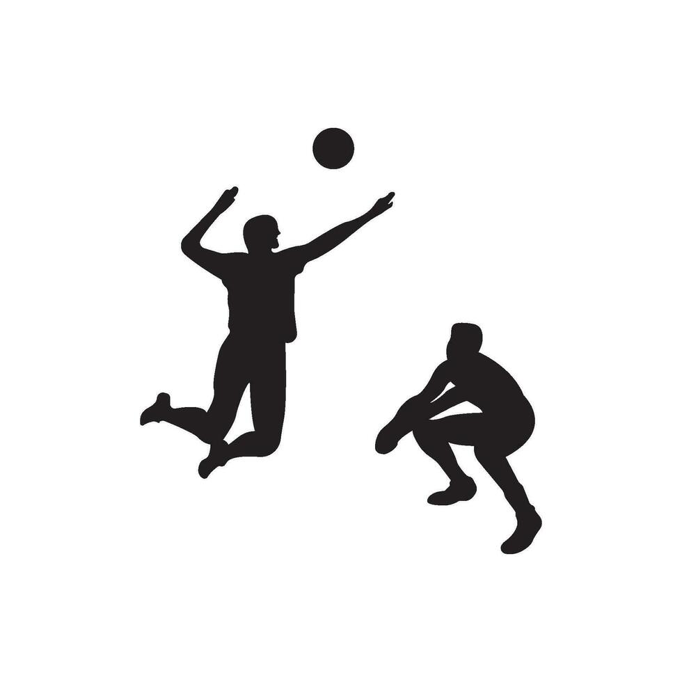 en jouant volley-ball logo icône conception vecteur illustration