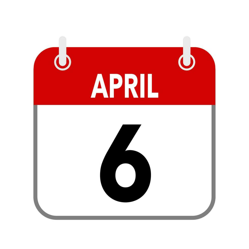 6 avril, calendrier Date icône sur blanc Contexte. vecteur