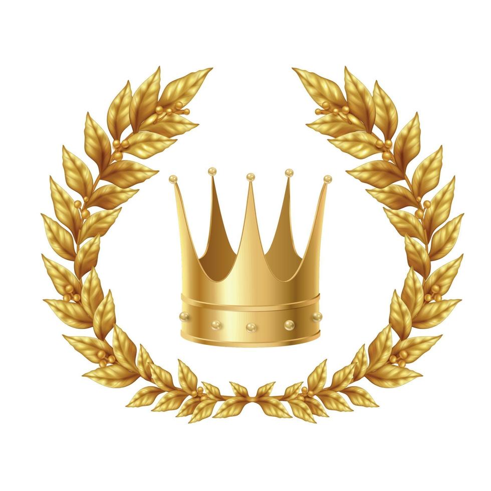 couronne de laurier d'or et illustration vectorielle de couronne vecteur