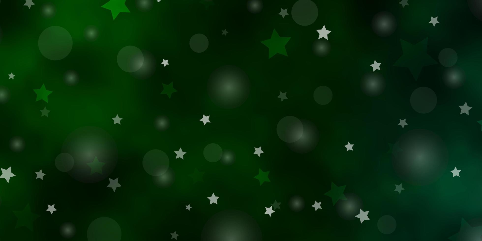fond de vecteur vert foncé avec des cercles, des étoiles.