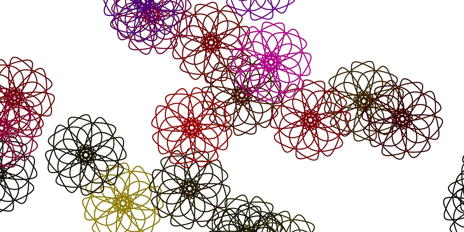 modèle de griffonnage vectoriel rose clair et jaune avec des fleurs.
