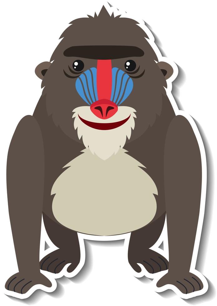 un autocollant mignon d'animal de bande dessinée de singe de mandrill vecteur