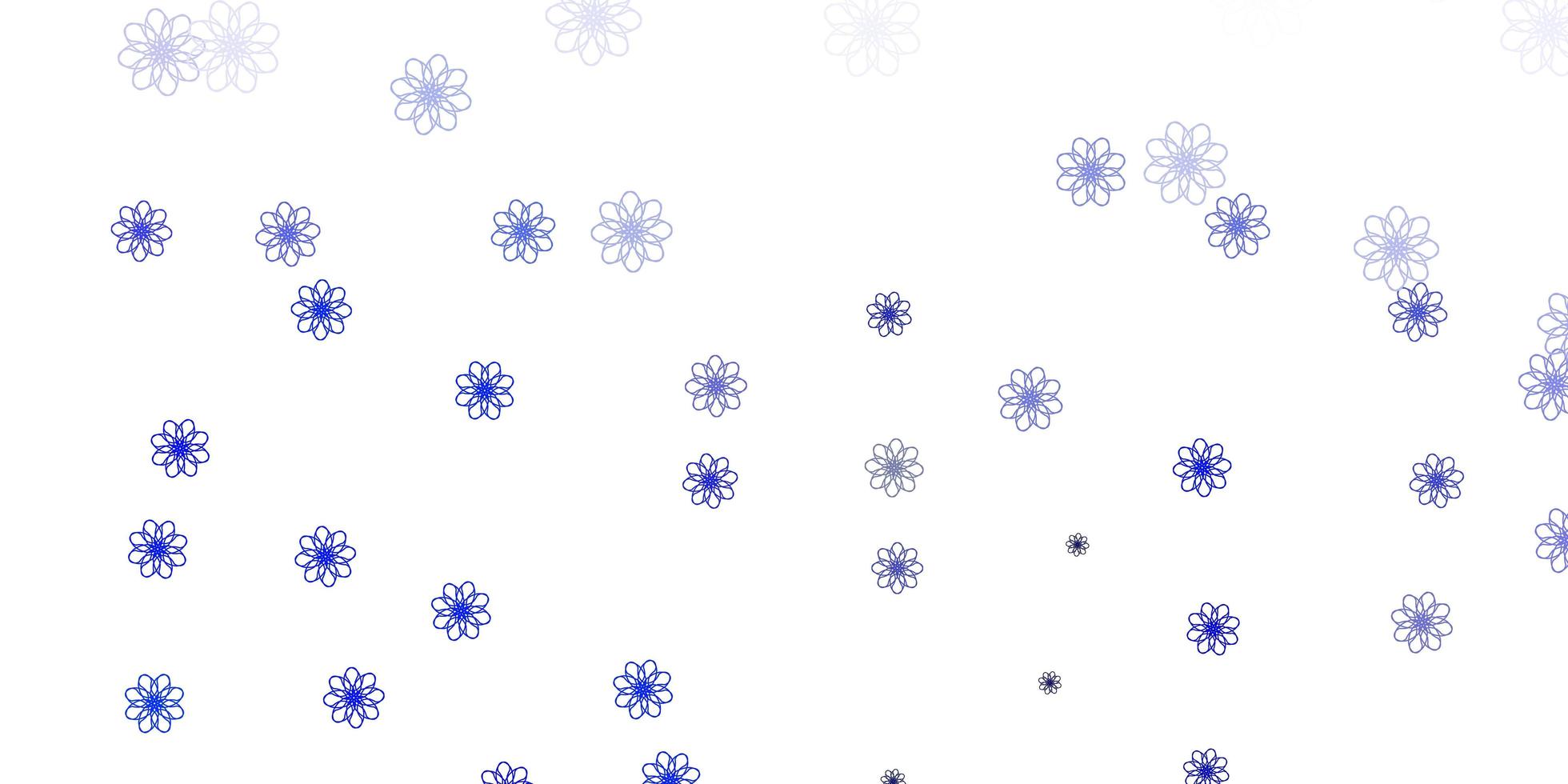 texture de doodle vecteur bleu clair avec des fleurs.