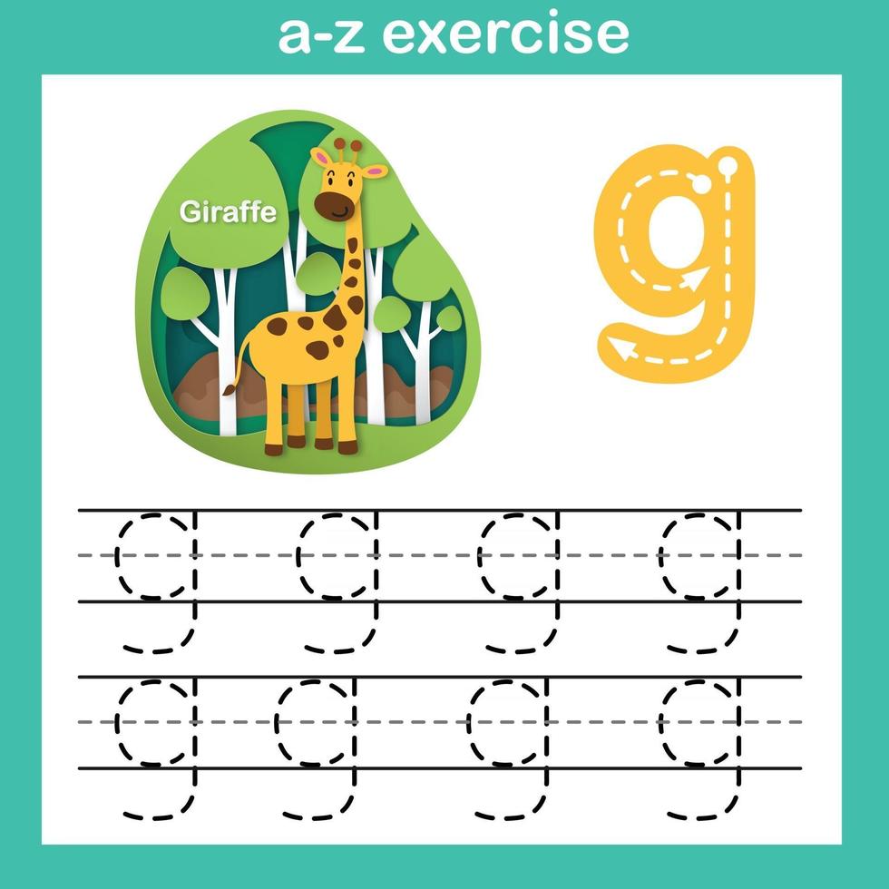 Lettre de l'alphabet g-girafe exercice, papier découpé concept vector illustration