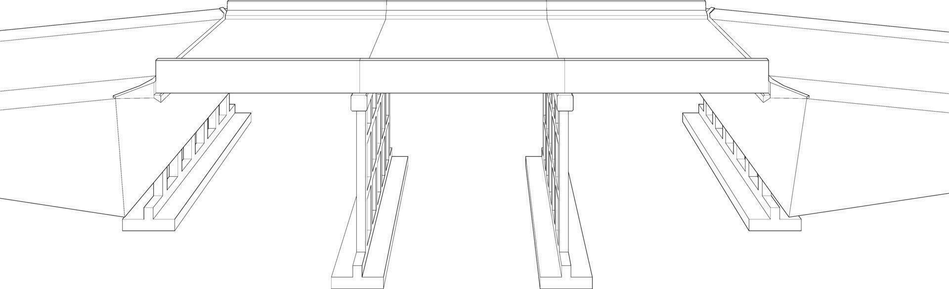 3d illustration de piéton pont dans concept vecteur