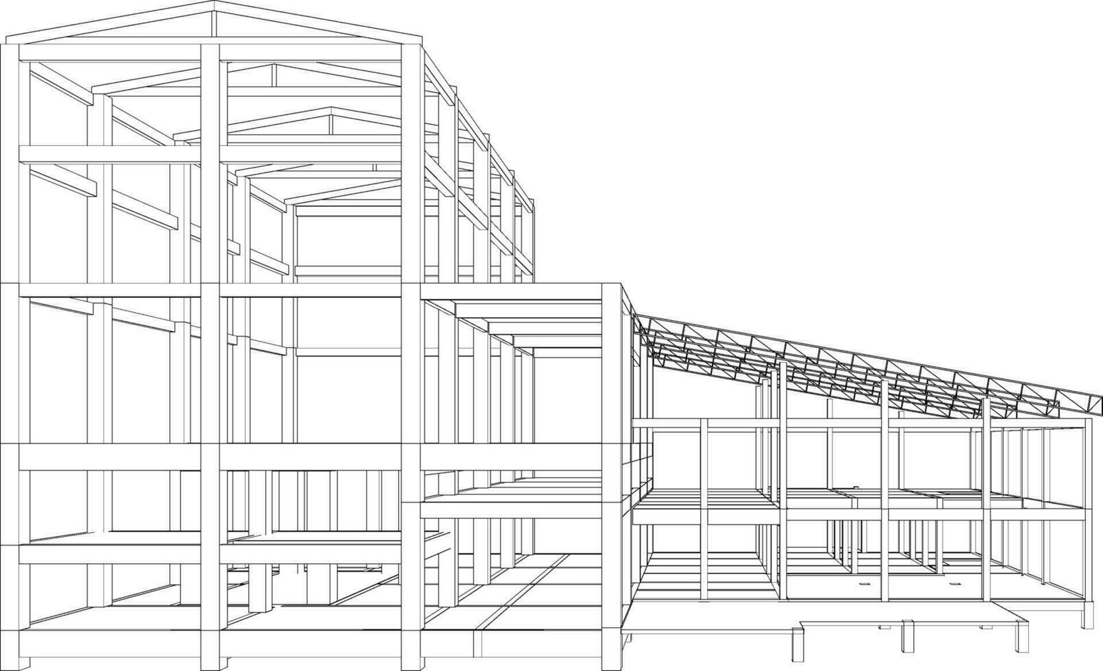 3d illustration de bâtiment structure vecteur