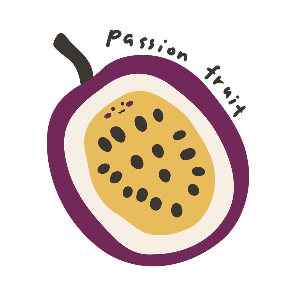 main tiré dessin animé fruit illustration passion fruit vecteur