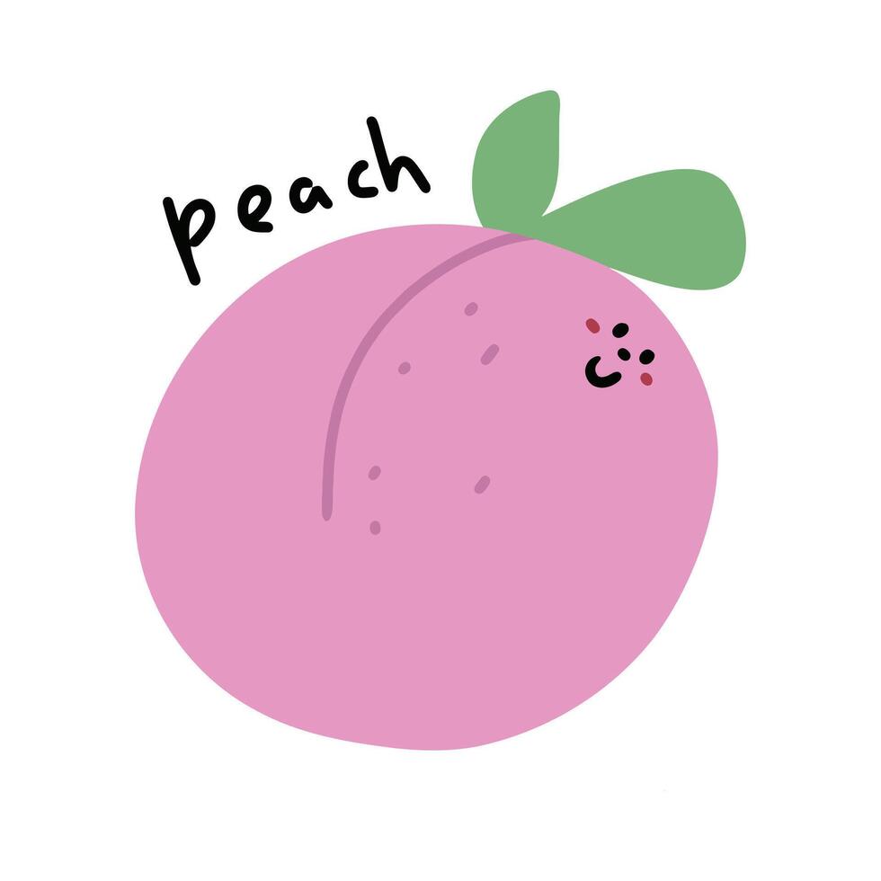 main tiré dessin animé fruit illustration pêche vecteur