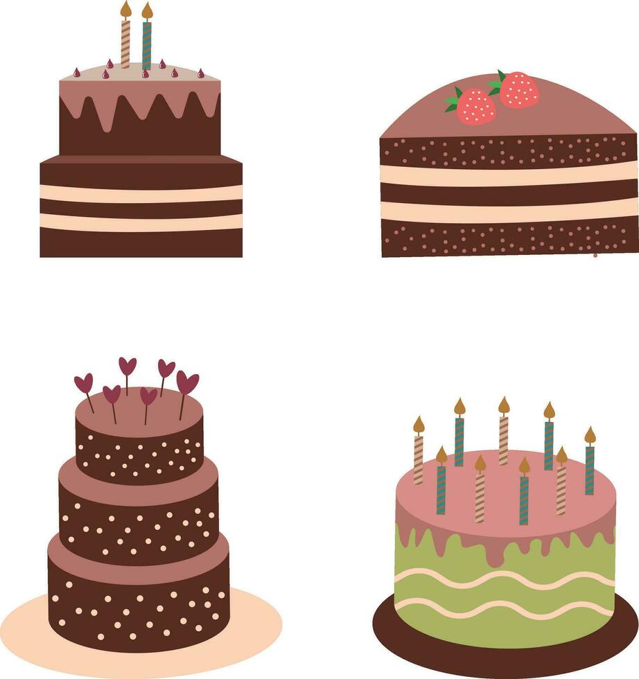 anniversaire gâteau avec dessin animé conception. vecteur illustration