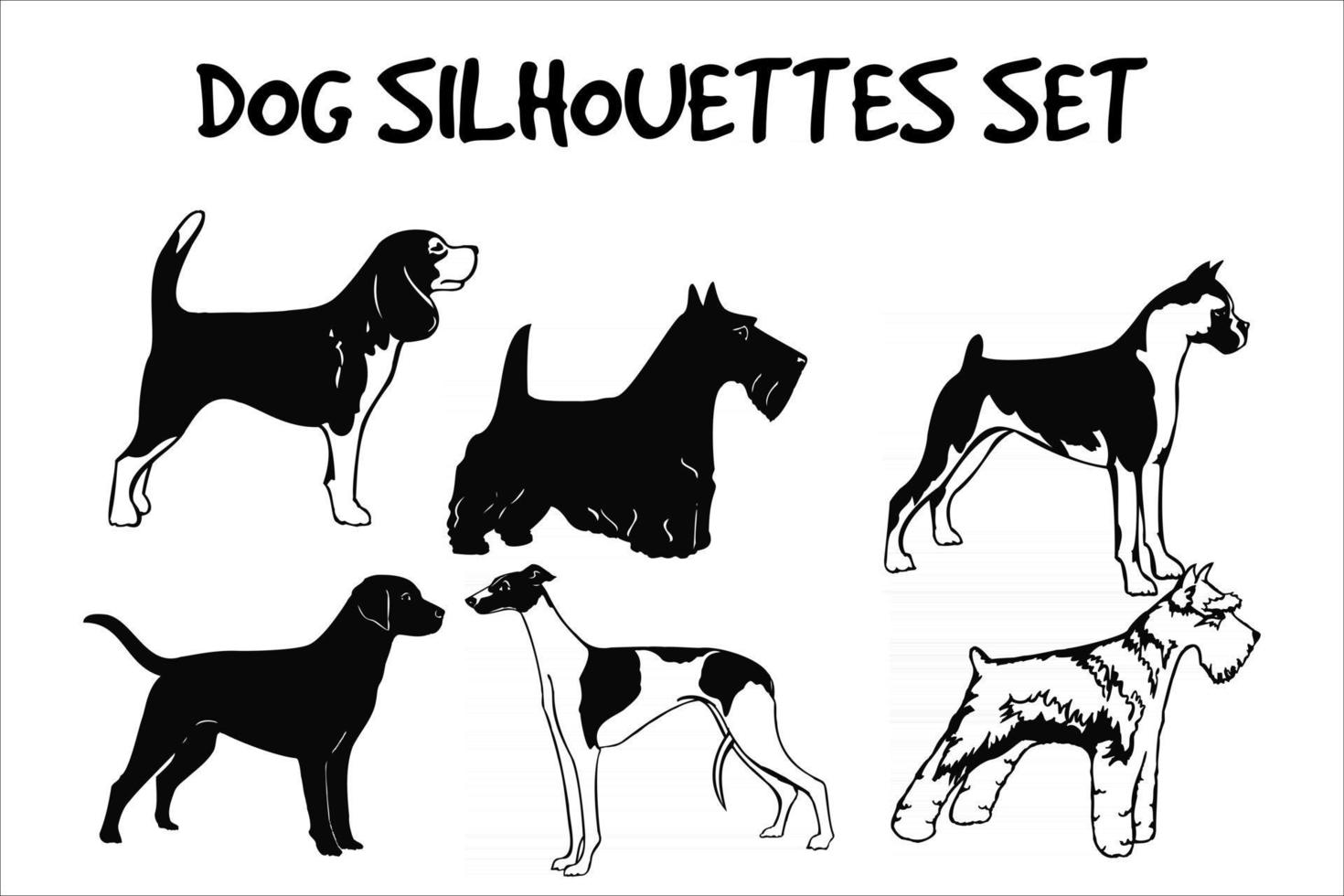 silhouette noire isolée d'un chien vecteur