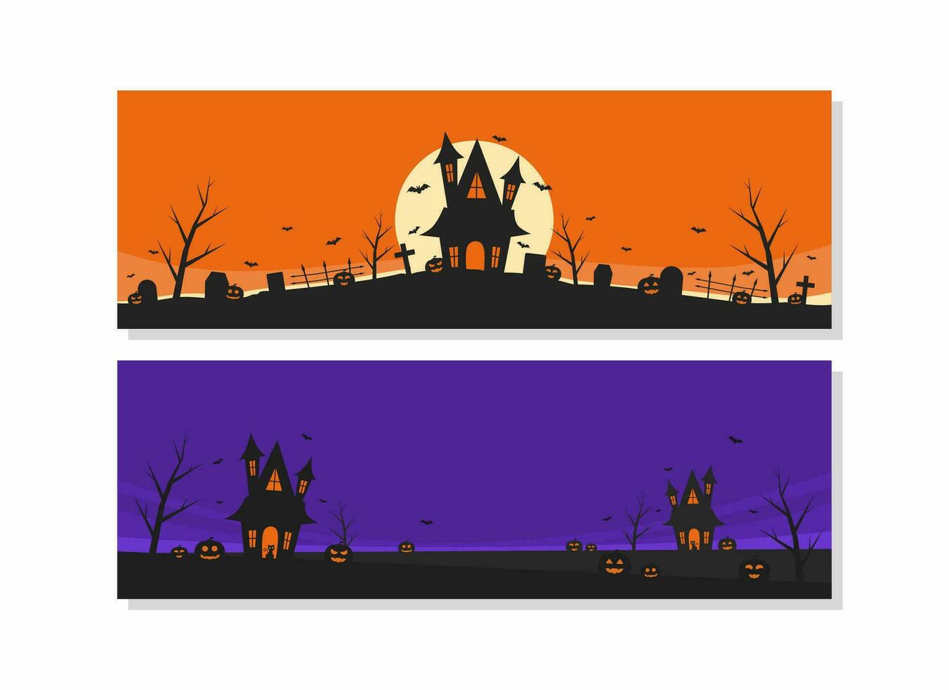 ensemble de Halloween bannière modèle avec plat illustration conception vecteur