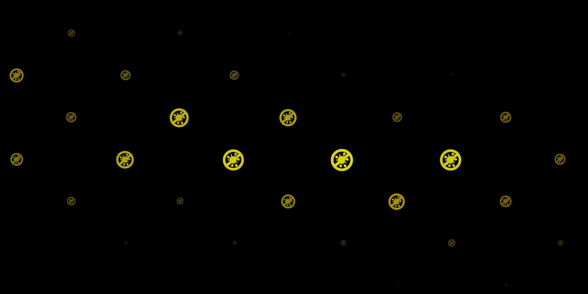 toile de fond de vecteur vert foncé, jaune avec symboles de virus.