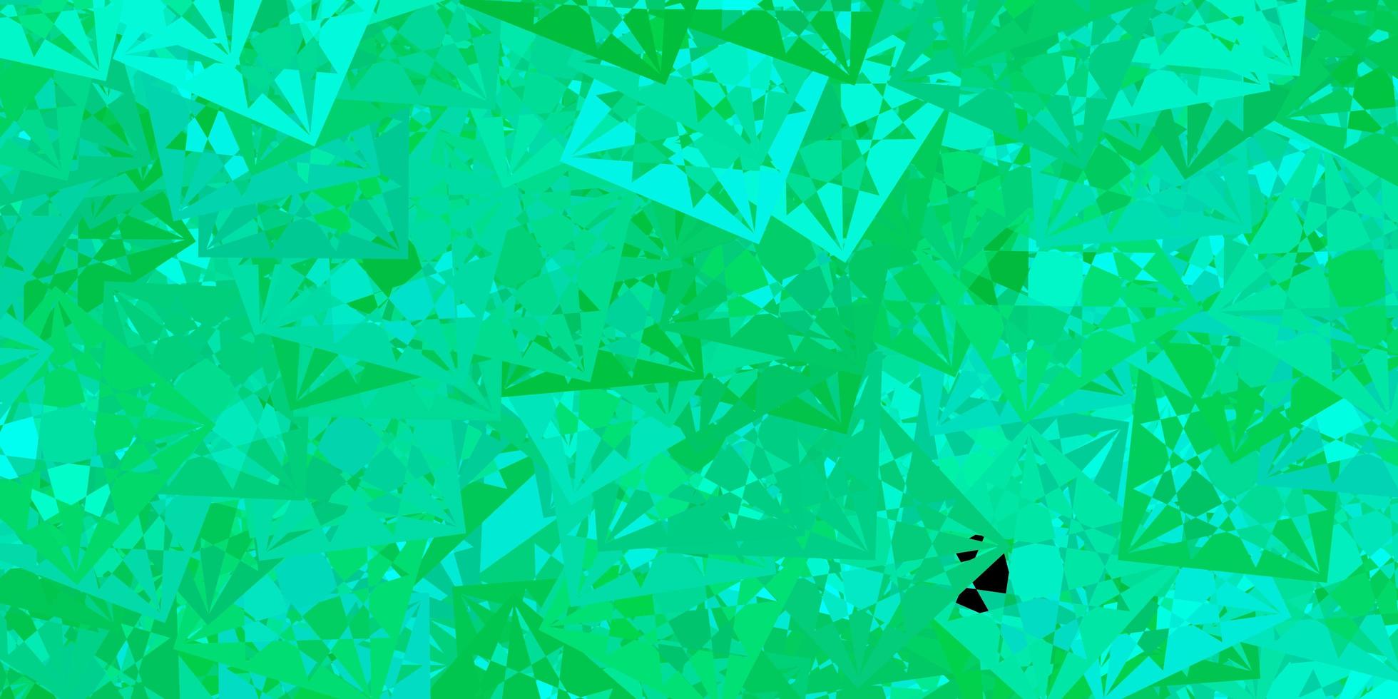 toile de fond de vecteur vert clair avec des triangles, des lignes.