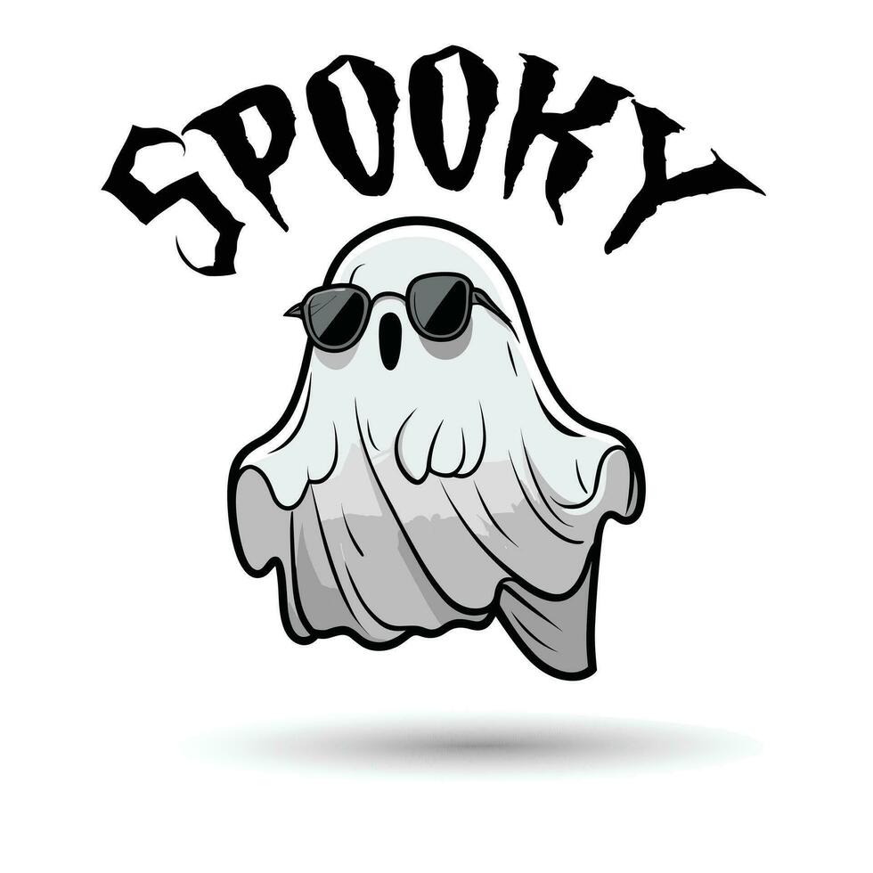 mignonne dessin animé effrayant fantôme personnage vecteur mascotte logo conception.