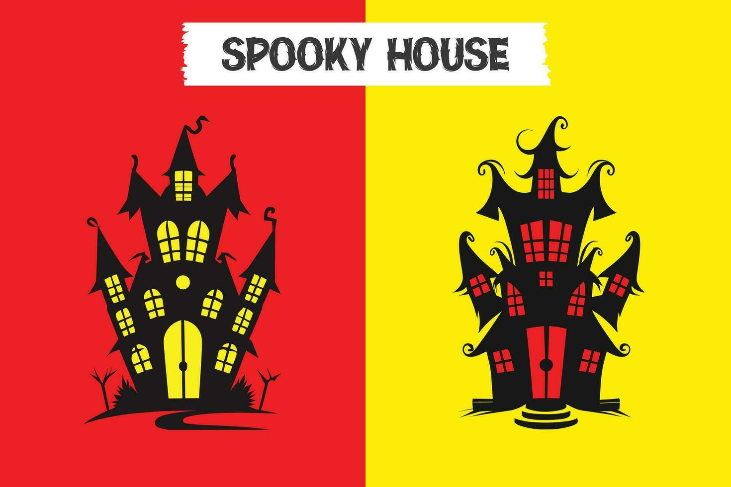Halloween effrayant maison vecteur silhouette