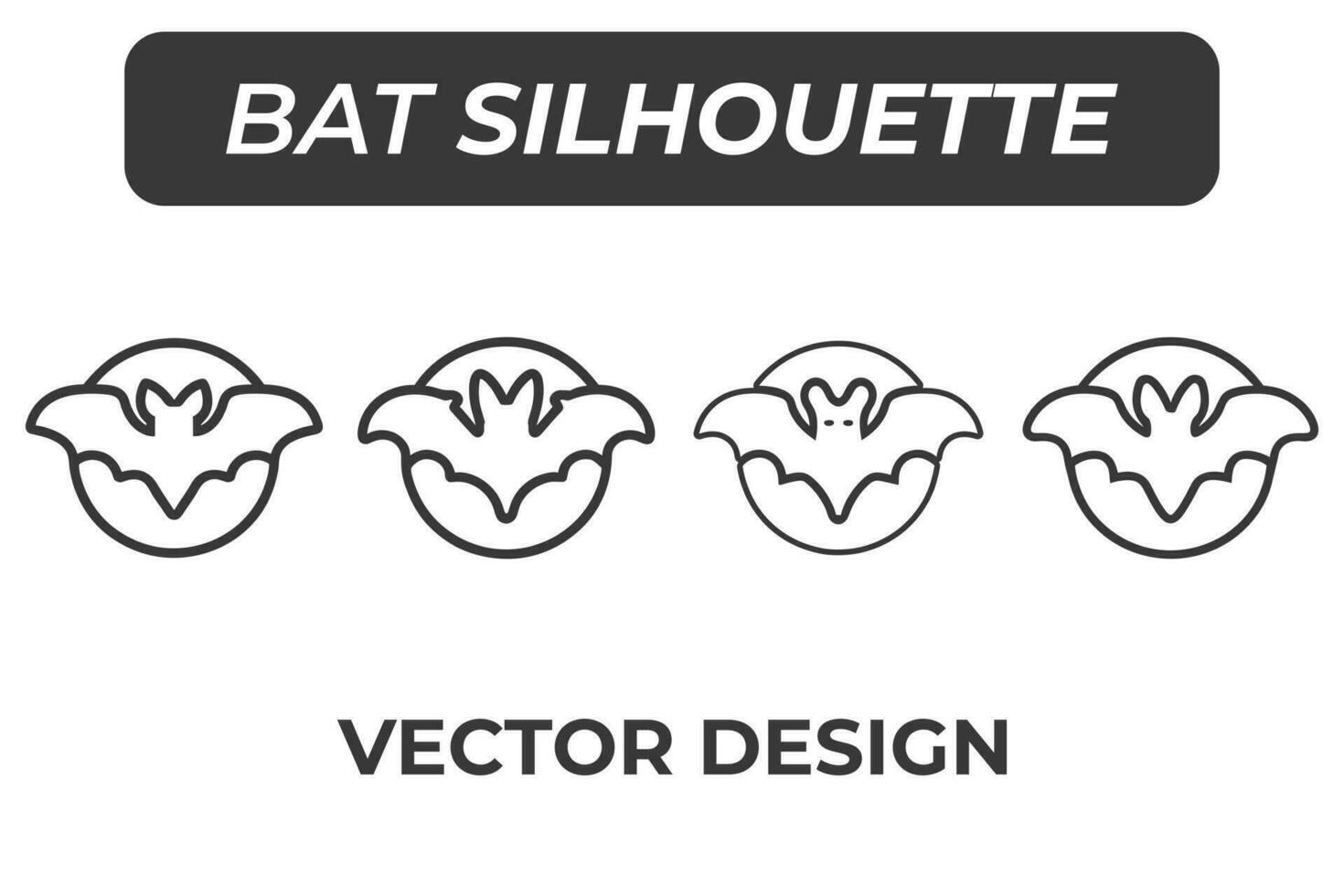 chauves-souris contour icône dans blanc et noir couleurs. chauves-souris plat vecteur icône de Halloween collection