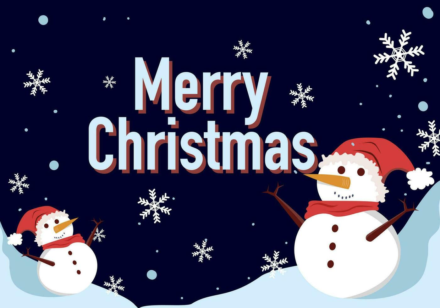 joyeux Noël et content Nouveau année 2023 salutation carte avec mignonne bonhomme de neige et flocon de neige.vecteur illustration. Noël dans l'hiver. vecteur