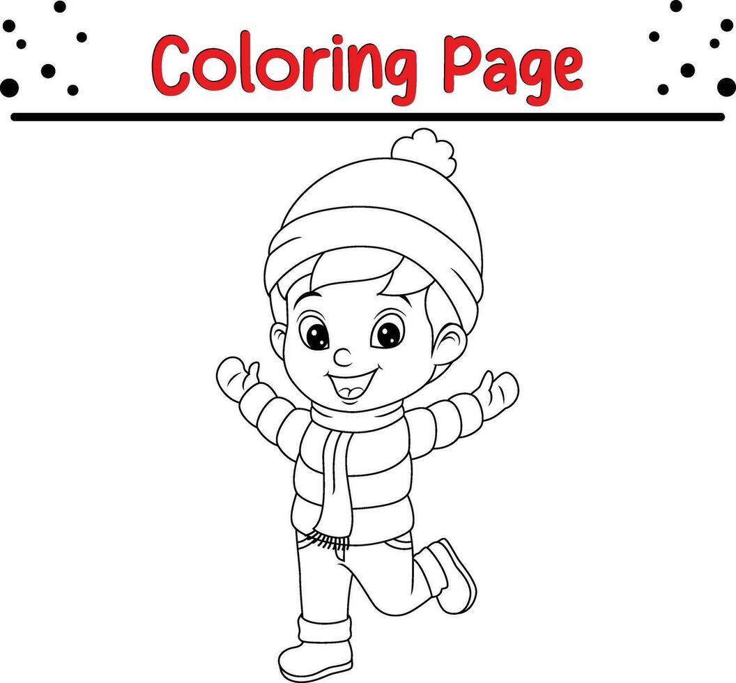 Noël content les enfants coloration page pour enfants. vecteur noir et blanc illustration isolé sur blanc Contexte.