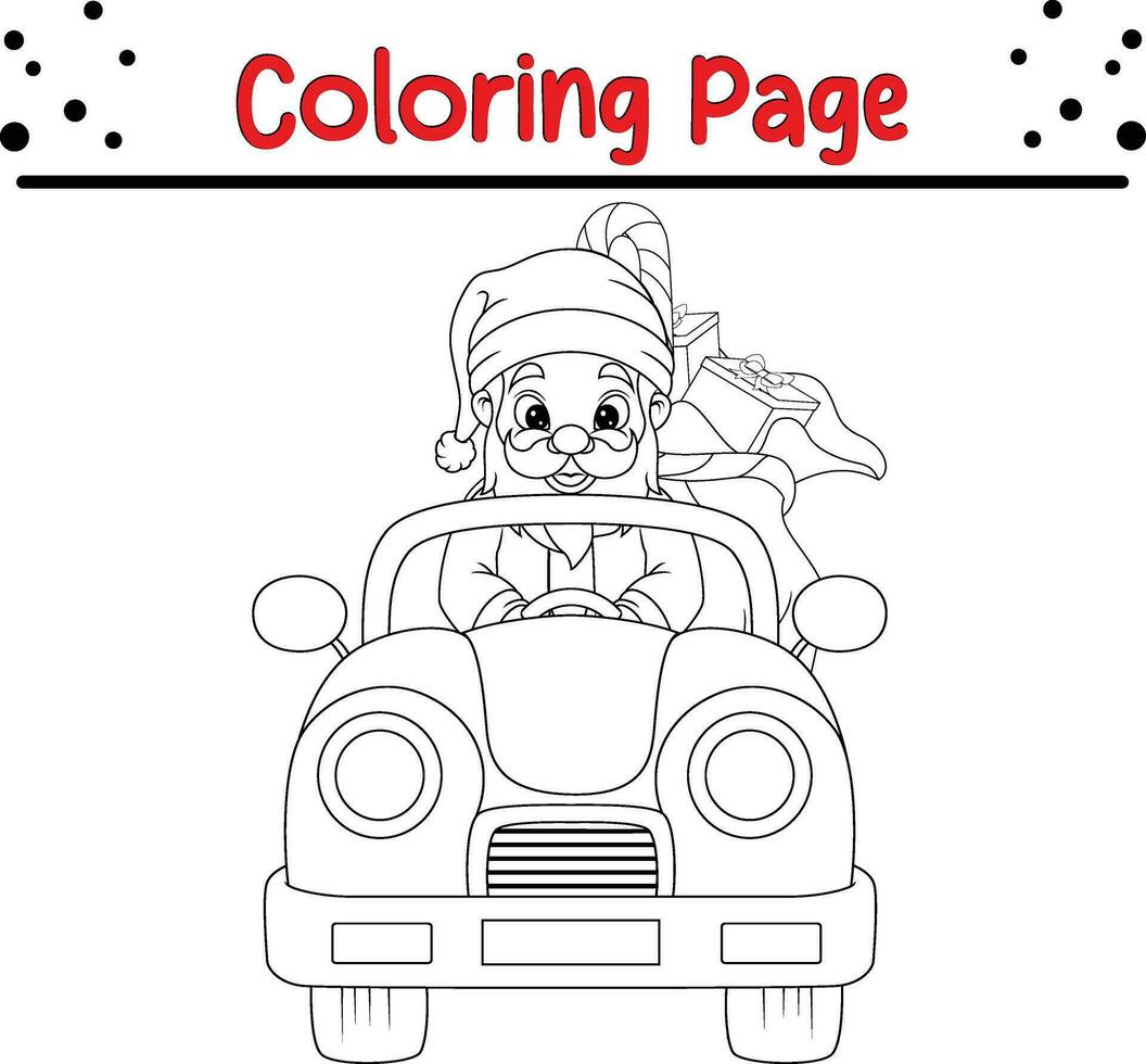 content Noël Père Noël avec conduite coloration page pour les enfants. vecteur