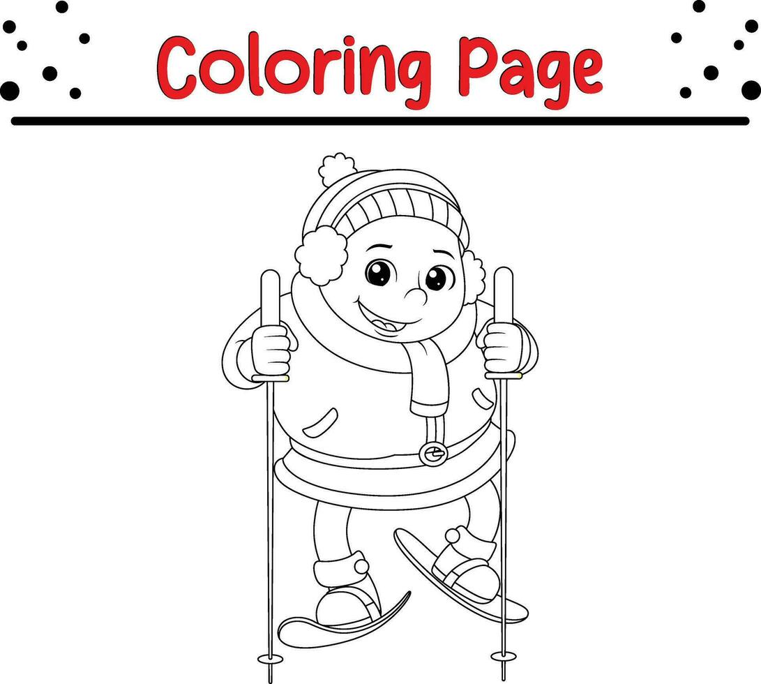 hiver peu des gamins coloration page pour enfants. vecteur noir et blanc illustration isolé sur blanc Contexte.