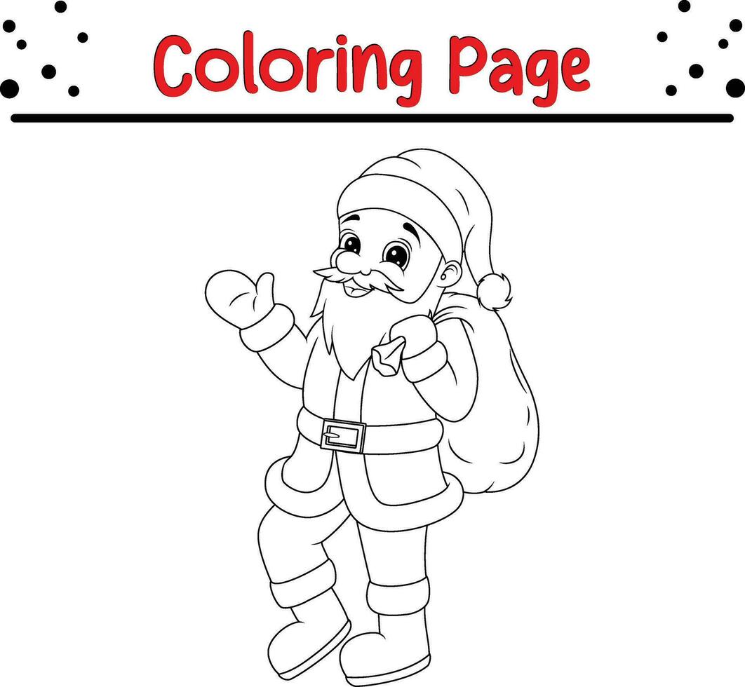 Noël Père Noël coloration page pour enfants. vecteur noir et blanc illustration isolé sur blanc Contexte.