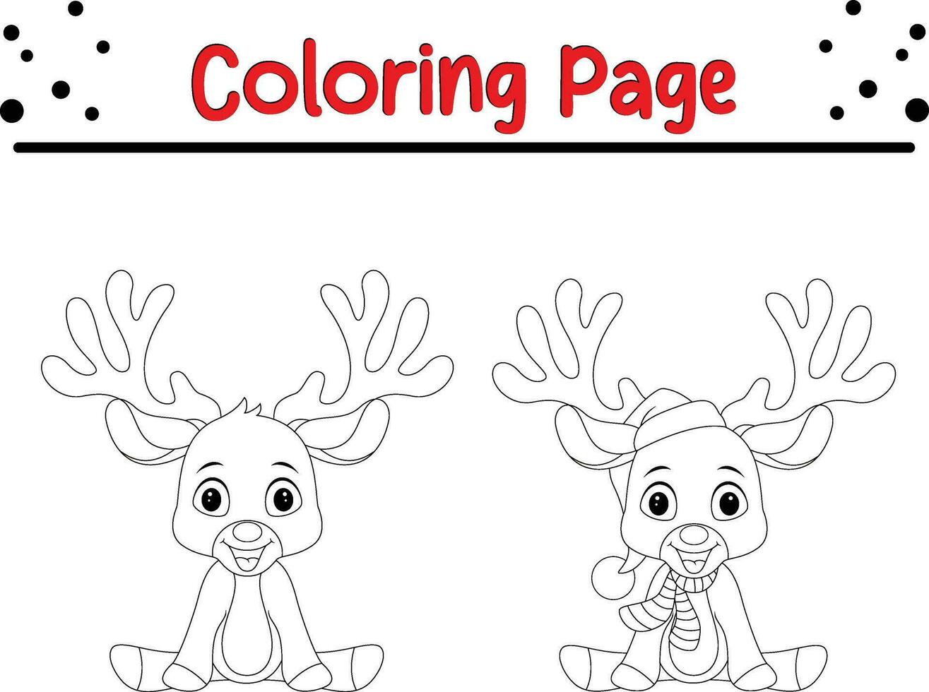 mignonne cerf Noël coloration page pour enfants. content hiver Noël thème coloration livre. vecteur