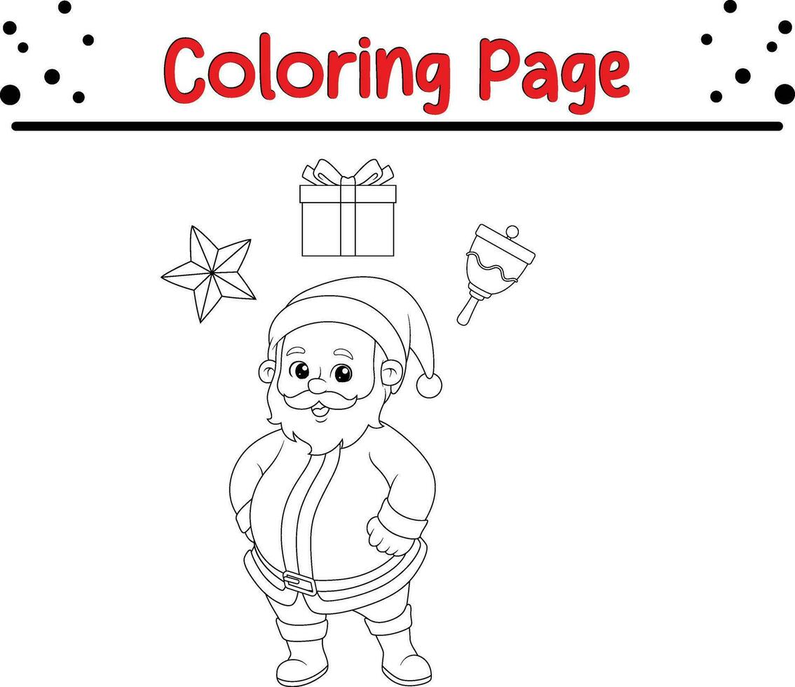 Noël content Père Noël coloration page pour enfants. vecteur noir et blanc illustration isolé sur blanc Contexte.