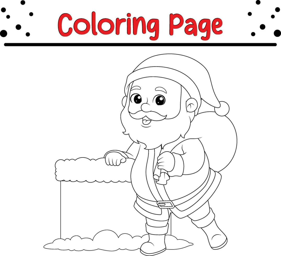 Noël content Père Noël coloration page pour enfants. vecteur noir et blanc illustration isolé sur blanc Contexte.