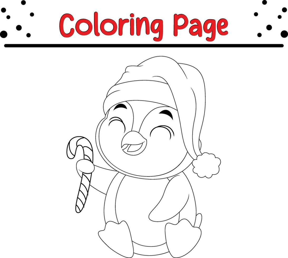 content Noël manchot coloration page pour les enfants. vecteur